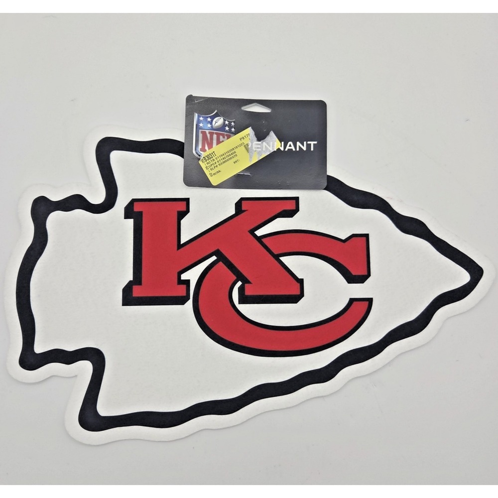 KANSAS CITY CHIEFS NFL LOGO SHAPE CUT FELT WALL BANNER PENNANT 18" L - NwT New